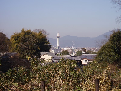 遠くに京都タワーが見えます。