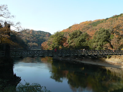 この吊り橋を渡って対岸へ。