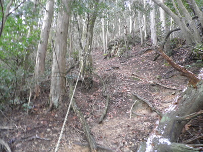 蓑裏ヶ岳への登りはきつい。虎ロープがあるところもあります。