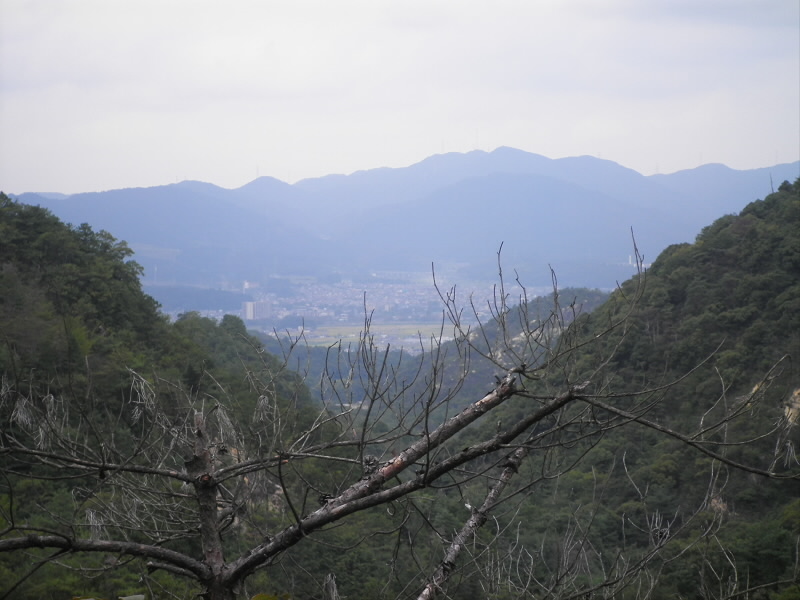 山の間から集落とその向うは音羽山？