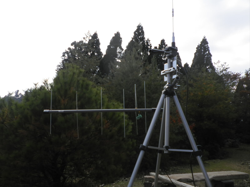 八木アンテナは自作です。
今回は、このアンテナで交信しました。
モービルホイップは予備です。