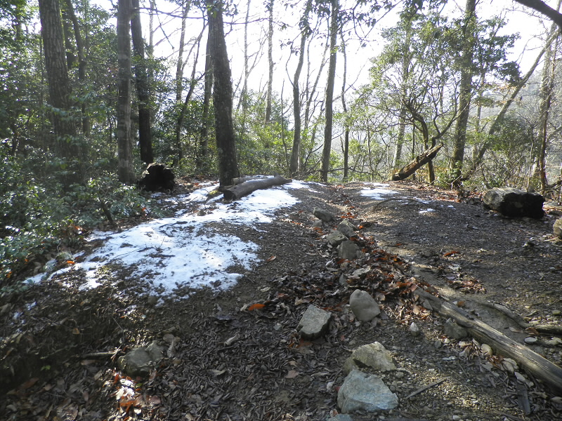 さすが愛宕山。
このあたりで、雪が残っています。
アイゼンは持ってきています。