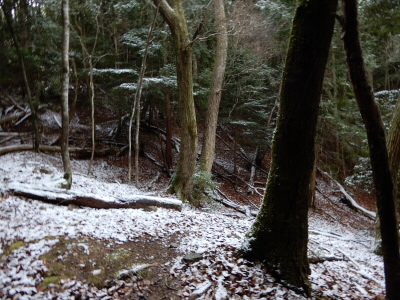 薬王坂付近で雪が積もっていました。